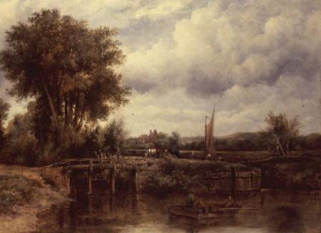 The Lock at Dedham a Frederick Waters Watts