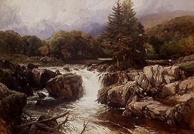 Mountains landscape with torrent. a Frederick William Hulme