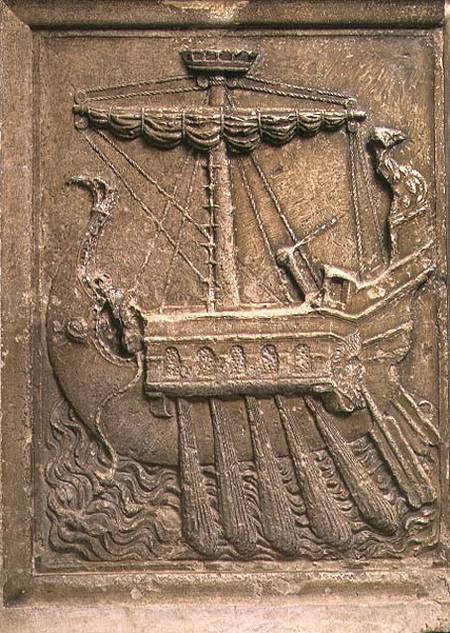 Plaque representing a quinquereme, a ship with five banks of oars a Federico Fiori Barocci