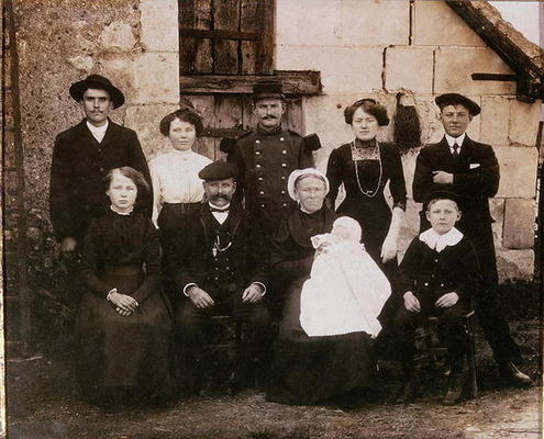 Peasant family of the Sarthe area at a baptism, late 19th century (photo) a French Photographer, (19th century)