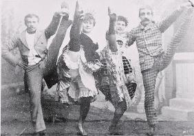 Dancing the Can-Can, late 19th century (b/w photo)