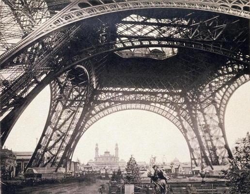 Under the Eiffel Tower, before ascending, from 'L'Album de l'Exposition 1889' by Glucq, Paris 1889 ( a French Photographer, (19th century)