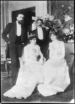 L-R: Ernest Rouart (1874-1942) and his wife Julie Manet (1878-1967), Paul Valery (1871-1945) and his a French Photographer, (20th century)