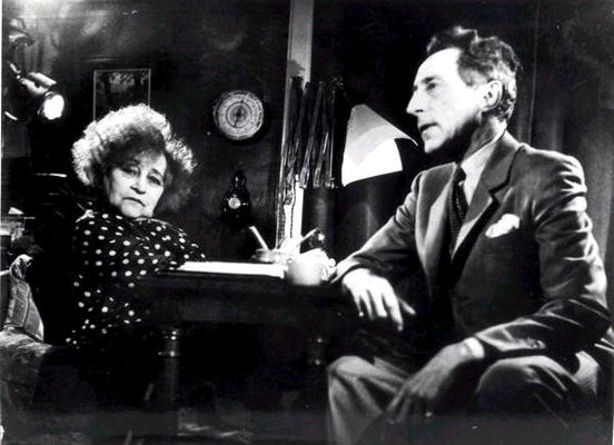 Sidonie Gabrielle Colette (1873-1954) and Jean Cocteau (1889-1963), c. 1950 (b/w photo) a French Photographer, (20th century)