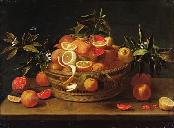 Still life with lemon, orange and pomegranate a Scuola Francese