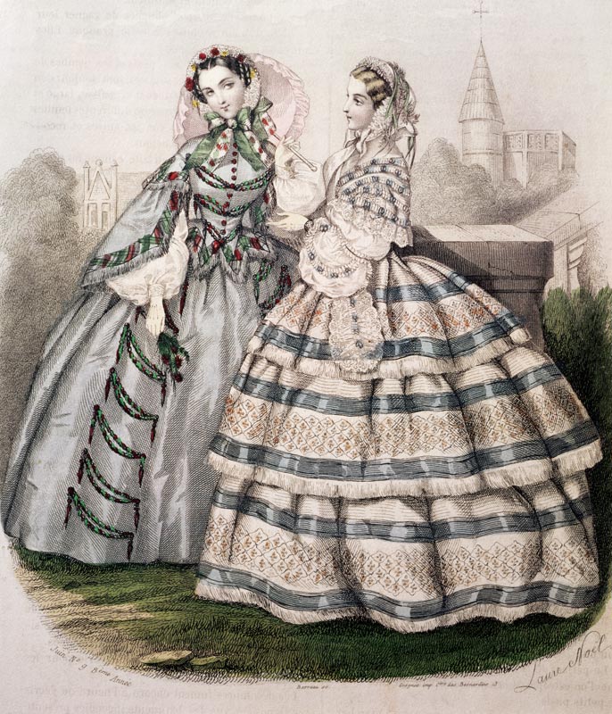 Day Dress for 1858; engraved by Barreau a Scuola Francese