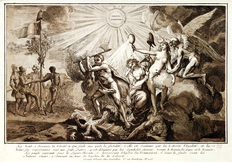 Father Time discovers Truth trampling Feudalism, c.1792-93 a Scuola Francese