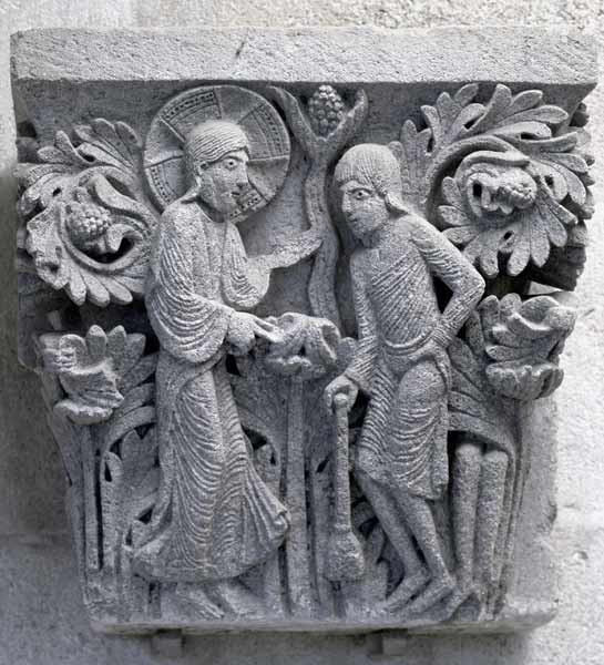 God telling Adam to work the land, original capital from the cathedral nave a Scuola Francese