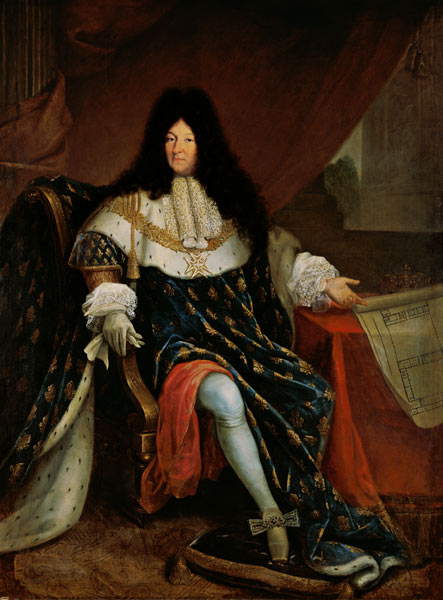Louis XIV (1638-1715) Holding a Plan of the Maison Royale de Saint-Cyr a Scuola Francese