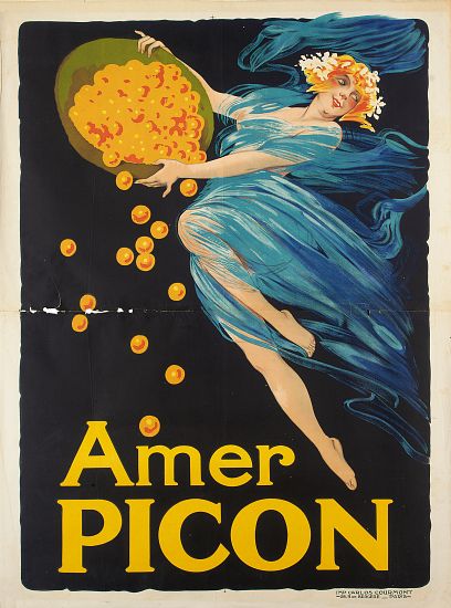Advertising poster for aperitif Amer Picon a Scuola Francese