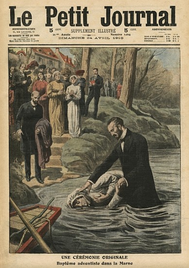 An unusual ceremony, an Adventist baptism in La Marne, illustration from ''Le Petit Journal'', suppl a Scuola Francese