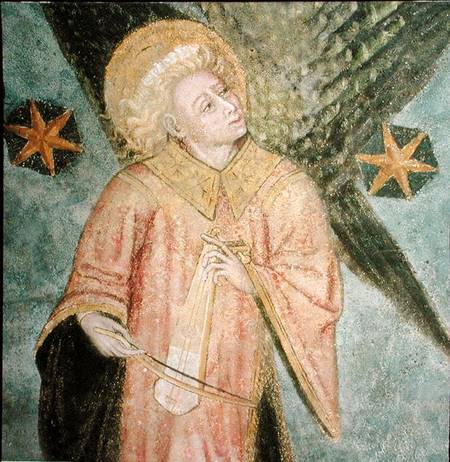 Angel musician playing a gigue, detail from the vault of the crypt a Scuola Francese