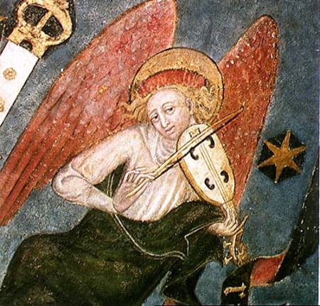 Angel musician playing a viol, detail from the vault of the crypt a Scuola Francese