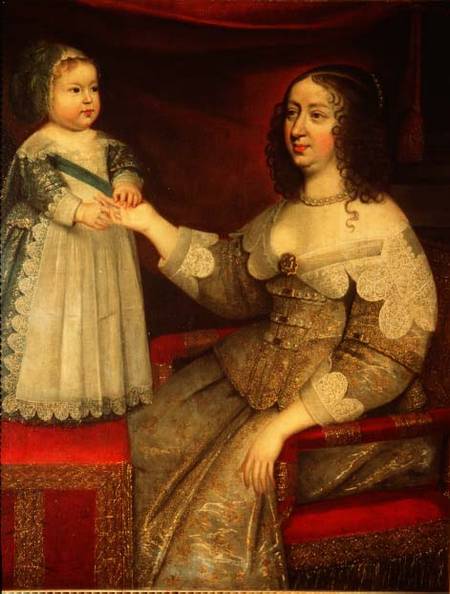 Anne of Austria (1601-66) with her son Louis XIV (1638-1715) a Scuola Francese