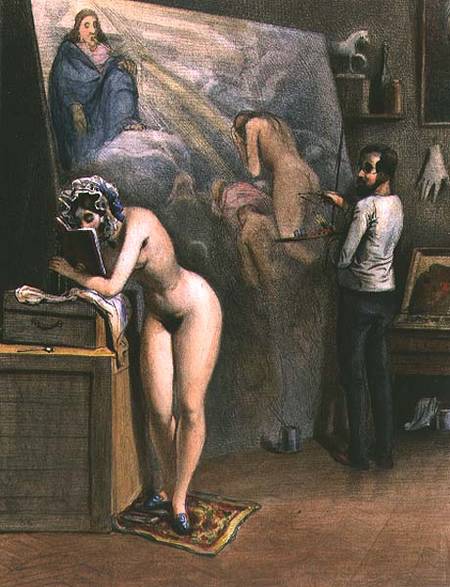 The Artist's Model (litho) a Scuola Francese