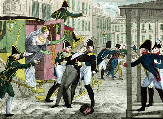 Assassination of Charles-Ferdinand of France (1778-1820) Duke of Berry, Louis Louvel, in front of th a Scuola Francese