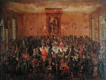 Banquet Given in Honour of Louis XIV (1638-1715) by the Corps Municipal at the Hotel-de-Ville a Scuola Francese