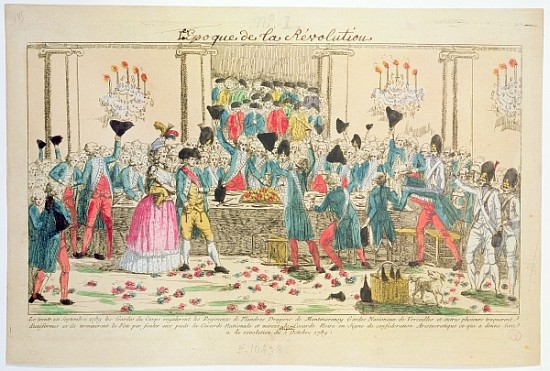 Banquet given on 1 October 1789 at the Versailles Opera House the King''s bodyguards to welcome the  a Scuola Francese
