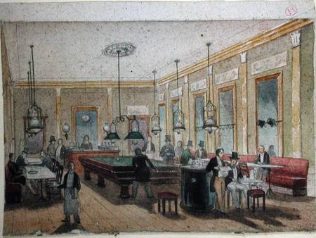 The Billiard Room in a Cafe a Scuola Francese