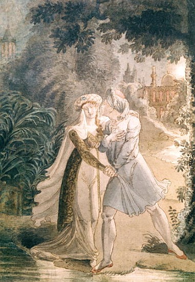 Blanca and Abon Hamet in the Gardens of the Alhambra, from ''Le Dernier des Abencerages'' Francois R a Scuola Francese