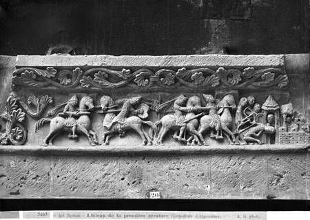 Cathedral of St. Peter in Angouleme, lintel detail on the west facade depicting scenes inspired by ' a Scuola Francese