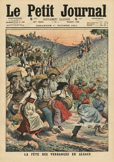 Celebrating the wine harvest in Alsace, illustration from ''Le Petit Journal'', supplement illustre, a Scuola Francese