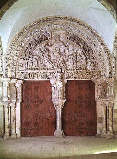 Central Portal in the Narthex of the Church of Sainte-Madelaine, with relief of the Pentecost in the a Scuola Francese