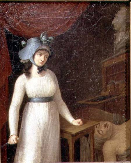 Charlotte Corday (1768-93) and the Assassination of Jean Paul Marat (1743-93) in his Bath a Scuola Francese