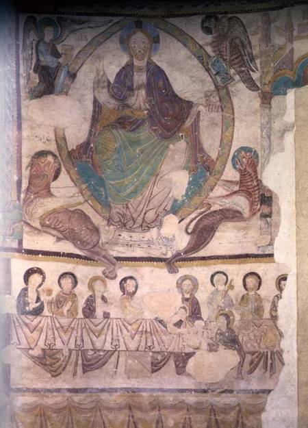 Christ in Majesty with Four Evangelical Symbols and the Last Supper a Scuola Francese