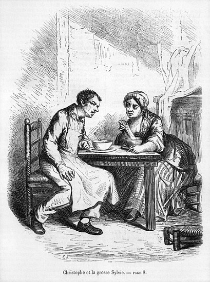 Christophe and the Fat Sylvie, illustration from ''Le Pere Goriot'' Honore de Balzac (1799-1850) a Scuola Francese