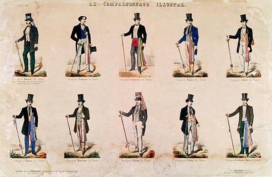 Costumes of various professions, from ''Le Compagnonnage Illustre'' a Scuola Francese