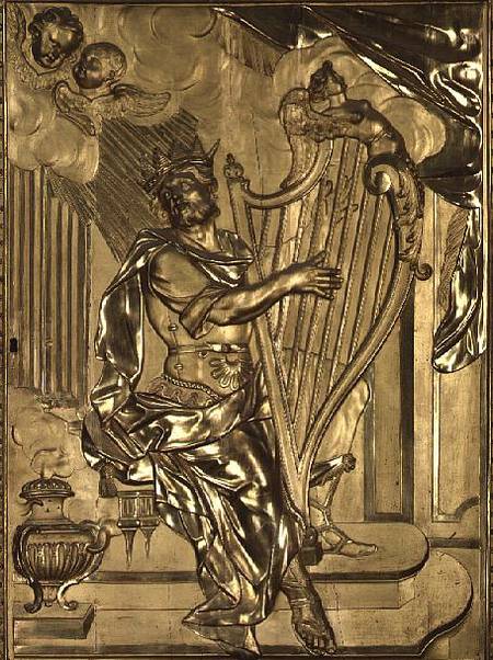 David playing the harp, detail from the organ case in the Chapel a Scuola Francese