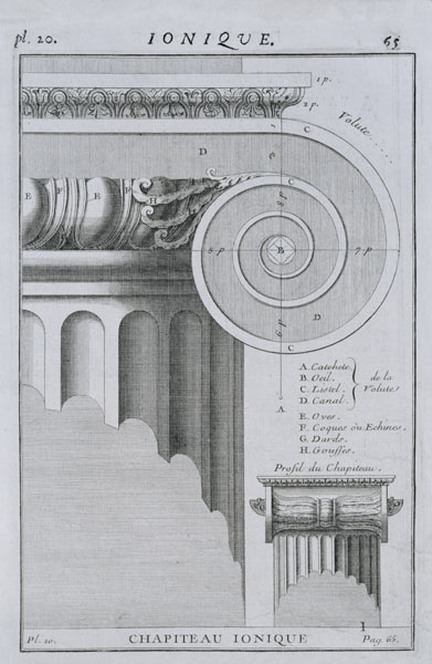 Design for the capital of an ionic column a Scuola Francese