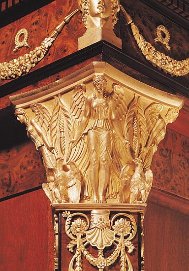 Detail of winged victory from the leg of a secretaire (wood & gilt bronze) a Scuola Francese