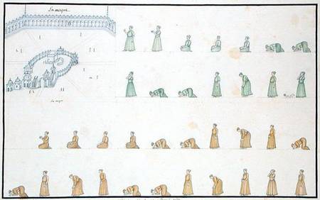Different positions of the Body during Prayer from 'The Gentil Album' a Scuola Francese