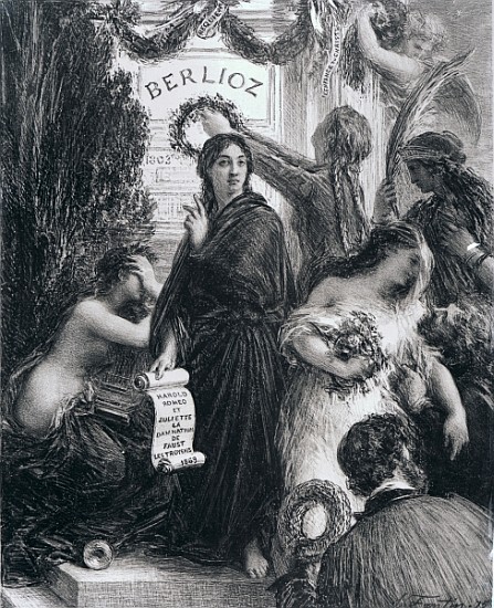 Engraving dedicated to the memory of Hector Berlioz a Scuola Francese