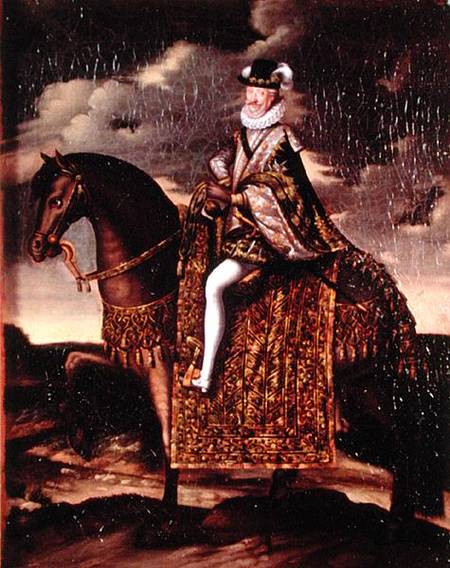 Equestrian Portrait of Henri IV (1553-1610) a Scuola Francese