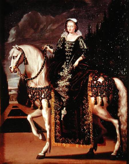 Equestrian Portrait of Marie de Medici (1573-1642) a Scuola Francese