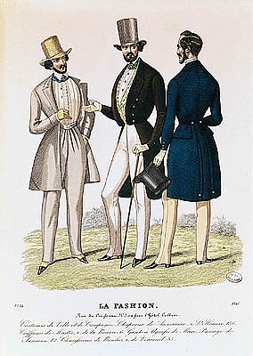 Fashion plate depicting male clothing, published La Fashion'' a Scuola Francese