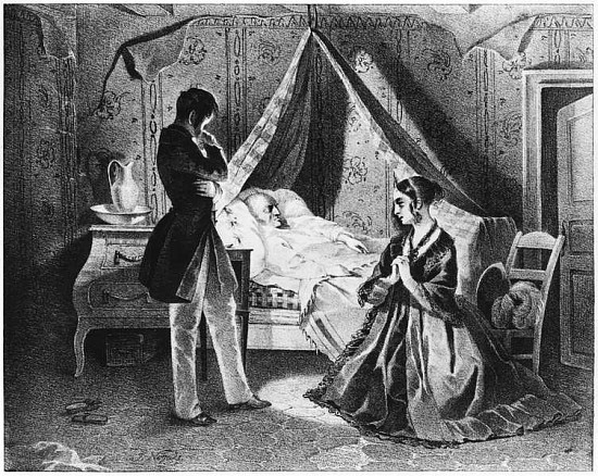 Father Goriot on his Deathbed, illustration from ''Le Pere Goriot'' Honore de Balzac (1799-1850) a Scuola Francese