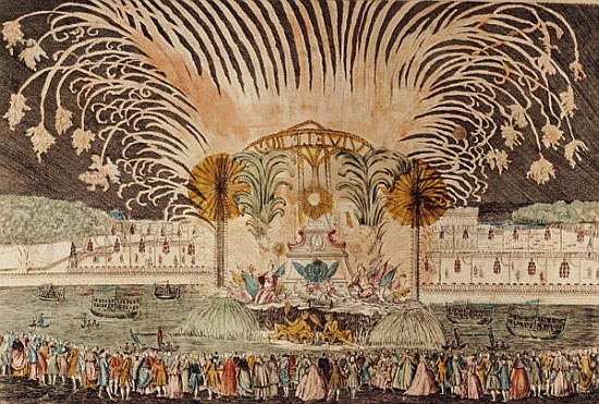 Firework Display in the Place Louis XV on the Occasion of the Dedication of the Equestrian Statue of a Scuola Francese