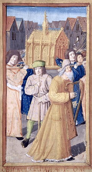 Fol.56r David and the Ark of the Covenant, from ''Heures a l''Usage de Rome'' a Scuola Francese