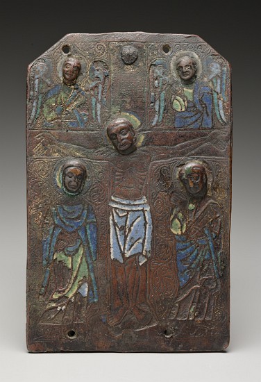 Fragment of a plaque from a reliquary chasse depicting the crucifixion, 1175/1200 a Scuola Francese