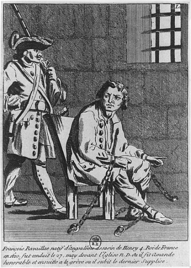 Francois Ravaillac, the assassin of King Henri IV, in prison a Scuola Francese