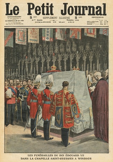 Funeral of King Edward VII in St. George''s chapel at Windsor, illustration from ''Le Petit Journal' a Scuola Francese
