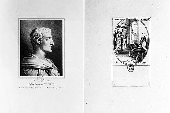 Gaius Cornelius Tacitus (AD 56-c.120) ; engraved by Julien (litho) and St. Gregory of Nazianzus (c.3 a Scuola Francese