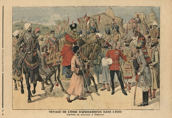 Habibullah Kahn (1872-1919) Emir of Afghanistan arriving at Peshawar, India, illustration from ''Le  a Scuola Francese