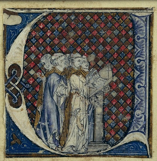 Historiated initial ''U'' depicting monks singing, c.1320-30 a Scuola Francese