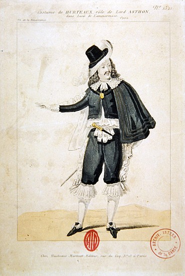 Hurteaux in the role of Lord Enrico Ashton, in the opera ''Lucie de Lammermoor'', Gaetano Donizetti  a Scuola Francese
