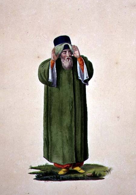 Imam Calling to Prayer, probably by Cousinery, Ottoman period a Scuola Francese